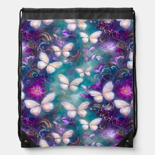 A Mystical Butterfly Series Design 1 Drawstring Bag (Front)