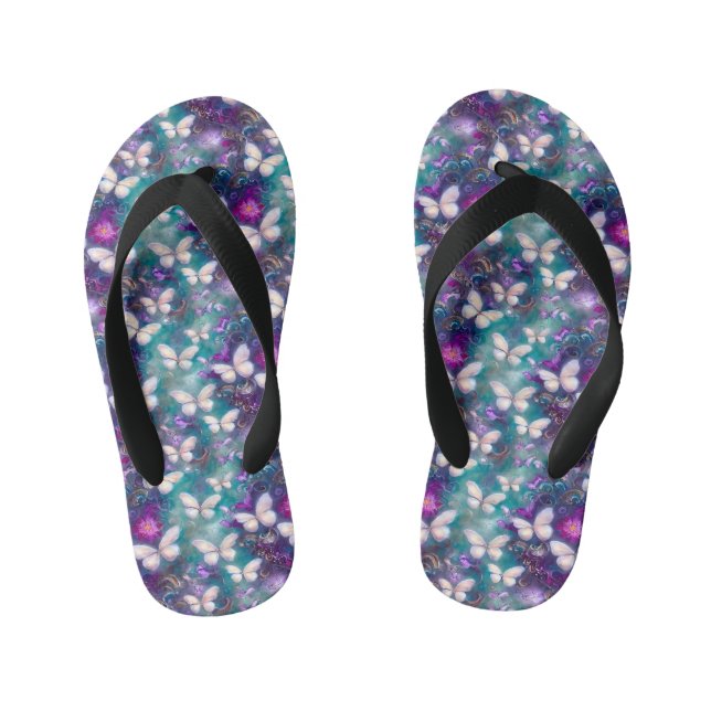 A Mystical Butterfly Series Design 1 Kid's Flip Flops (Footbed)