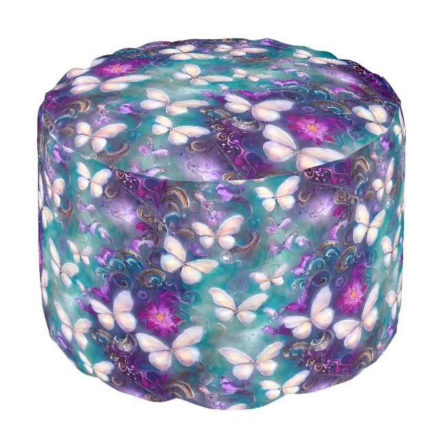 A Mystical Butterfly Series Design 1 Pouf (Angled Front)