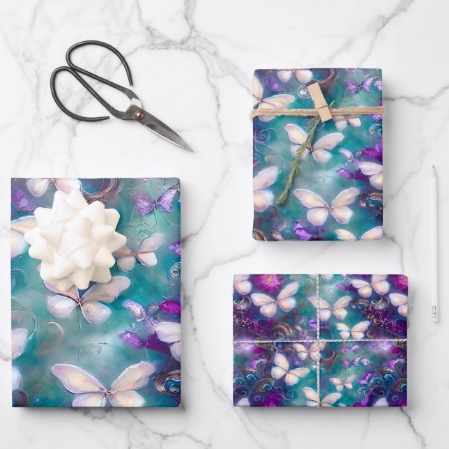 A Mystical Butterfly Series Design 1 Wrapping Paper Sheets (Front)