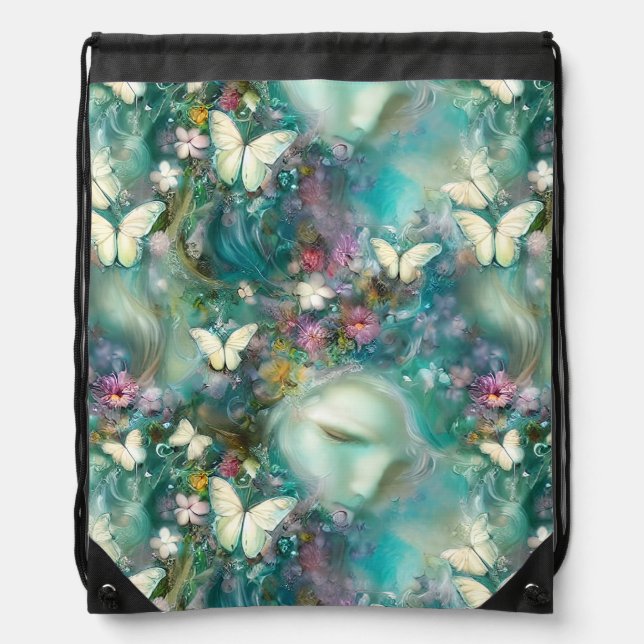 A Mystical Butterfly Series Design 3 Drawstring Bag (Front)