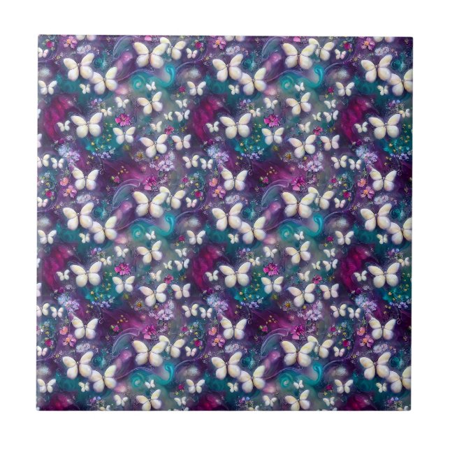 A Mystical Butterfly Series Design 5 Ceramic Tile (Front)