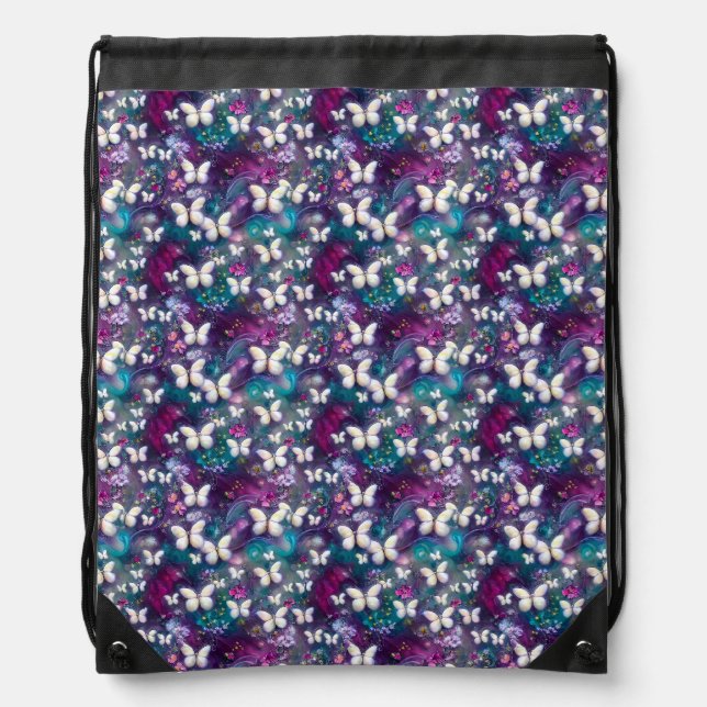 A Mystical Butterfly Series Design 5 Drawstring Bag (Front)