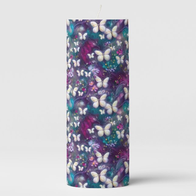A Mystical Butterfly Series Design 5 Pillar Candle (Front)