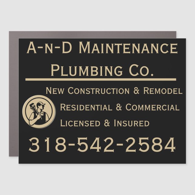 A-n-D Plumbing Car Magnet (For 18x24) (Front)