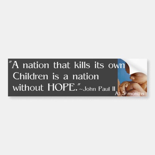 A nation that kills its own children Bumper Sticker