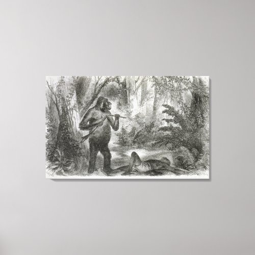 A native hunter killed by a gorilla from Explora Canvas Print