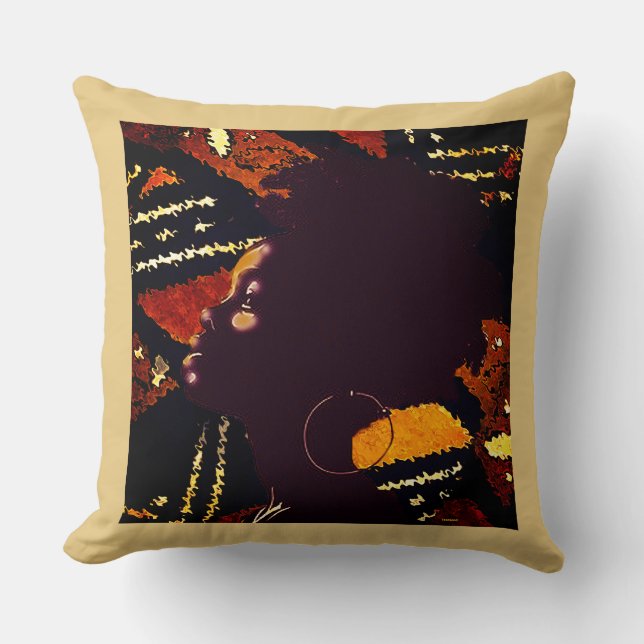 A Natural Vibe — Earth Tone Geometric Portrait Throw Pillow (Front)