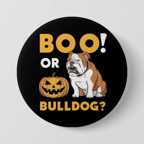 A naughty bulldog celebrates Halloween Button