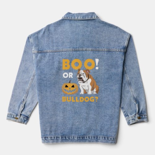 A naughty bulldog celebrates Halloween Denim Jacket