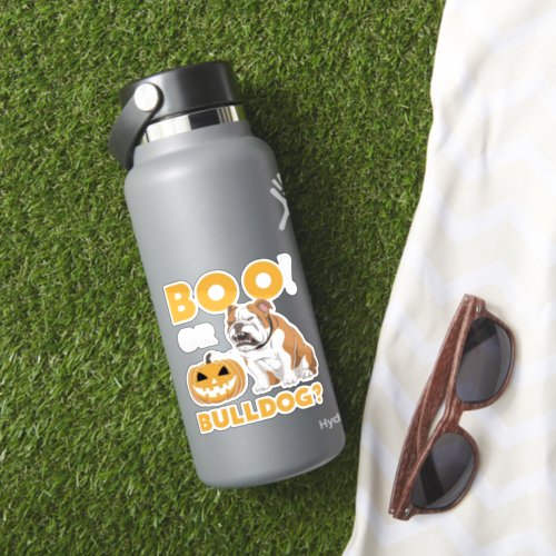 A naughty bulldog celebrates Halloween Sticker