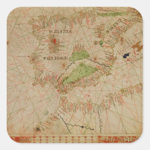 A nautical atlas square sticker