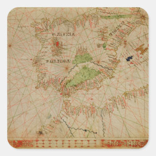 A nautical atlas square sticker