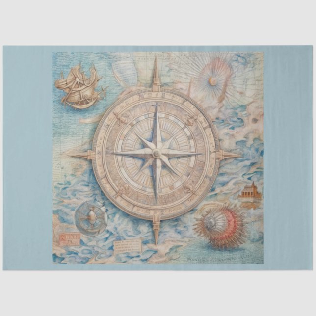 A Nautical Compass Series Design 4 Tissue Paper (Front)