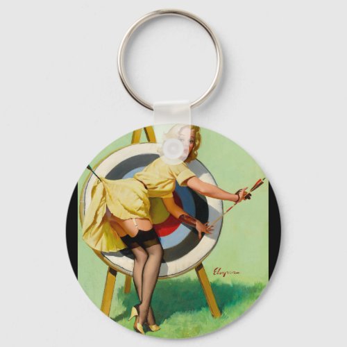 A Near Miss Pin Up Art Keychain