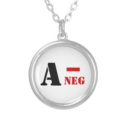 A _ NEG BLOOD TYPE SILVER PLATED NECKLACE
