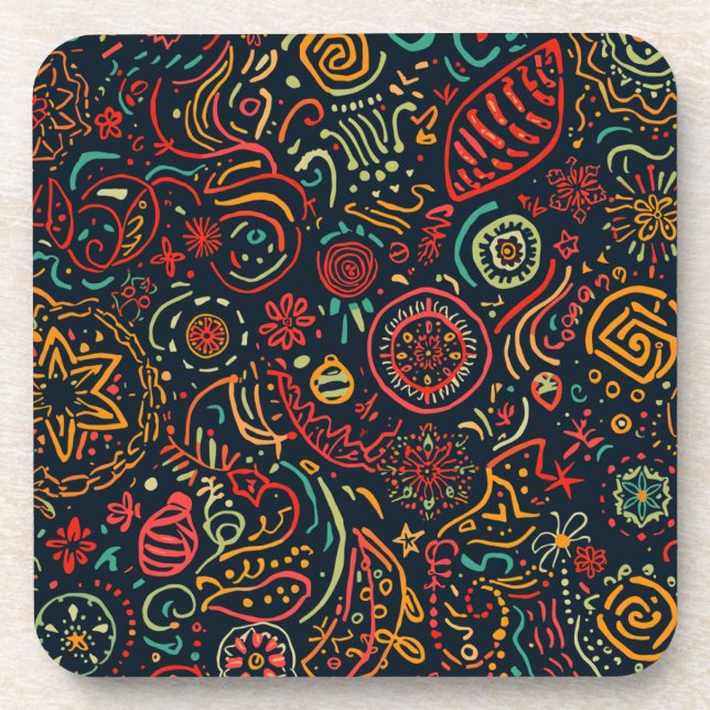 A Neon Abstract  Beverage Coaster (Front)