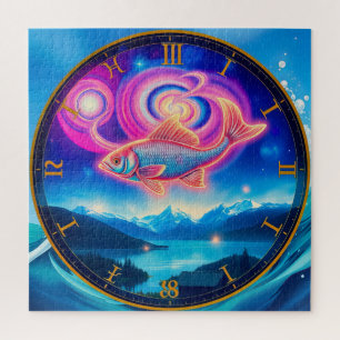 A neon-colored fish jigsaw puzzle