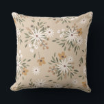 A neutral beige color with white and peach flowers throw pillow<br><div class="desc">A beautiful neutral beige tone with white pink and cream flowers.</div>