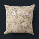 A neutral beige color with white and peach flowers throw pillow<br><div class="desc">A beautiful neutral beige tone with white pink and cream flowers.</div>