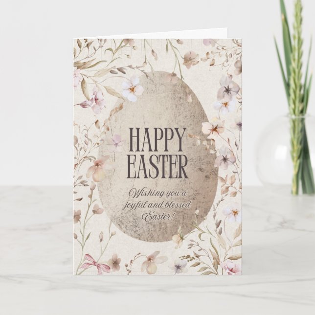 A neutral colour Ester Card with an Easter (Front)