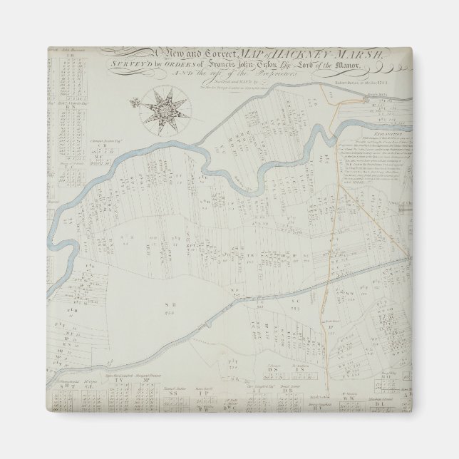 A New and Correct Map of Hackney Marsh, 1745 (lith Magnet (Front)