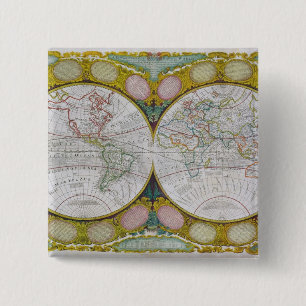 A New and Correct Map of the World, 1770-97 Pinback Button