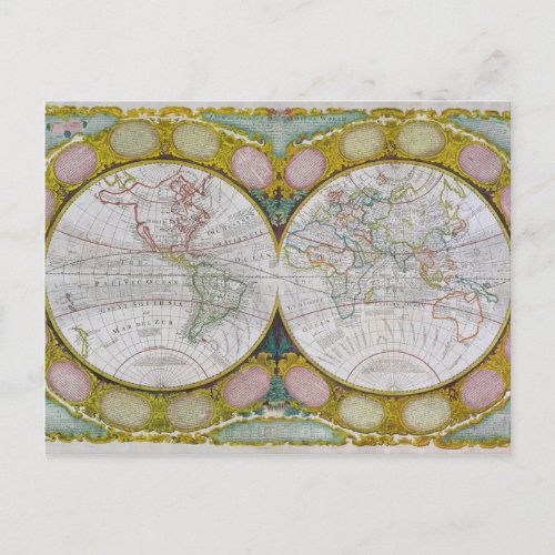 A New and Correct Map of the World 1770_97 Postcard