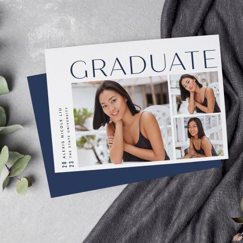 A New Angle  Three Photo Collage Graduation Announcement