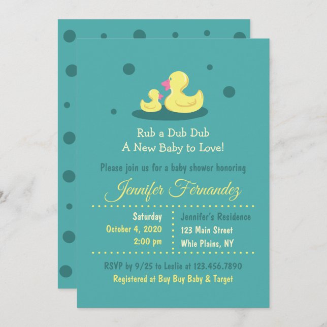 A new baby to Love Duck Baby Shower Invitation (Front/Back)