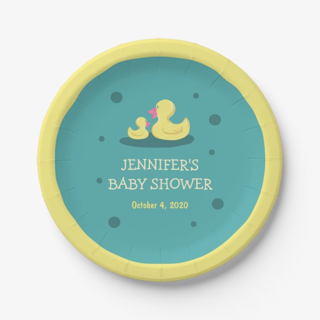 A New Baby to Love Duck Baby Shower Paper Plates (Front)