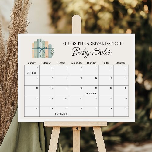 A New Chapter Baby Due Date Calendar Game Sign
