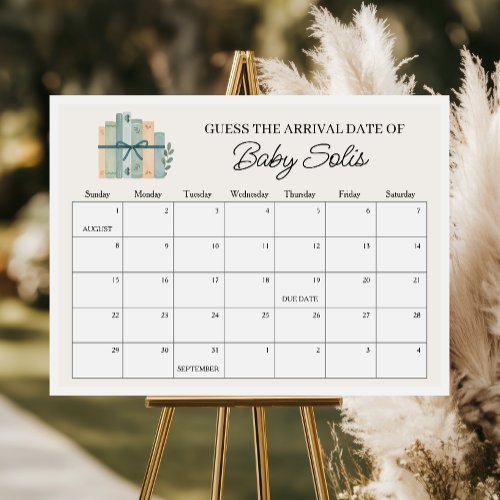 A New Chapter Baby Due Date Calendar Game Sign