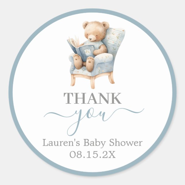 A New Chapter Baby Shower Boy Round Sticker (Front)