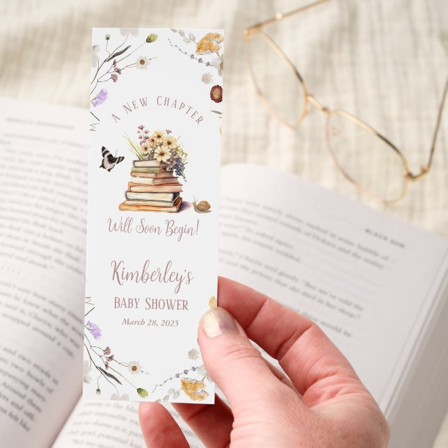 A New Chapter Baby Shower Storybook Wildflower Bookmarks (Hand)