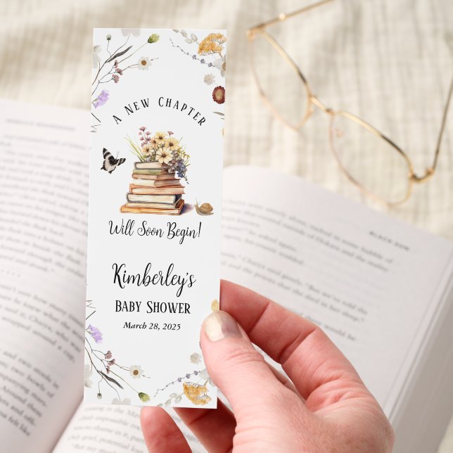 A New Chapter Baby Shower Storybook Wildflower Bookmarks (Hand)