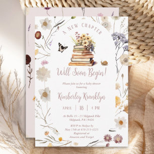 A New Chapter Baby Shower Storybook Wildflower Invitation