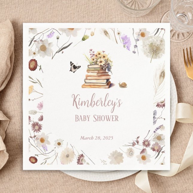 A New Chapter Baby Shower Storybook Wildflower Napkins (Creator Uploaded)