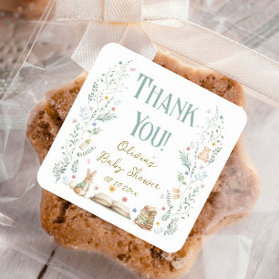 A New Chapter Baby Shower Thank You Favor Square Sticker