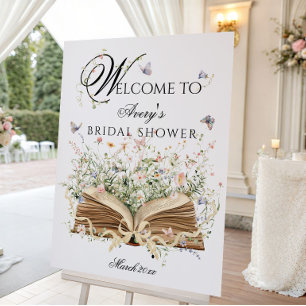 A New Chapter Begin Book Wildflower bridal shower Foam Board
