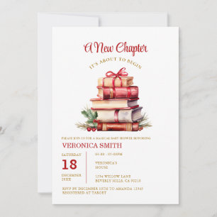 A New Chapter Begin Christmas Book Baby Shower Invitation