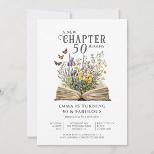 A New Chapter Begins 50 and Fabulous Birthday Invitation
