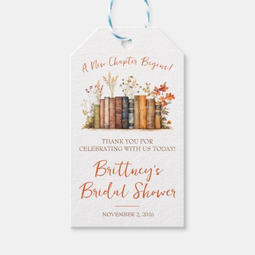 A New Chapter Begins Autumn Floral Bridal Shower Gift Tags