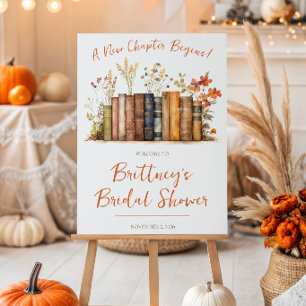A New Chapter Begins! Autumn Floral Bridal Shower Poster