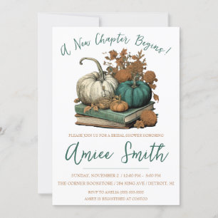 A New Chapter Begins! Autumn Pumpkin Bridal Shower Invitation