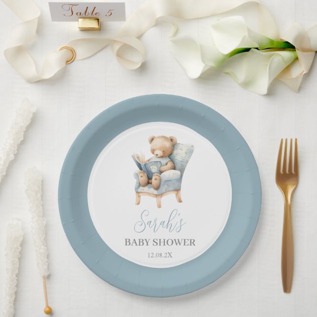 A New Chapter Begins Baby Shower Boy Paper Plates (Wedding)