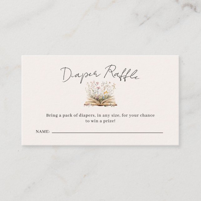 A New Chapter Begins Baby Shower Diaper Raffle Enclosure Card (Front)