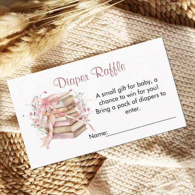 A New Chapter Begins Baby Shower Diaper Raffle Enclosure Card (A new chapter begins Coquette books baby shower Diaper Raffle card)