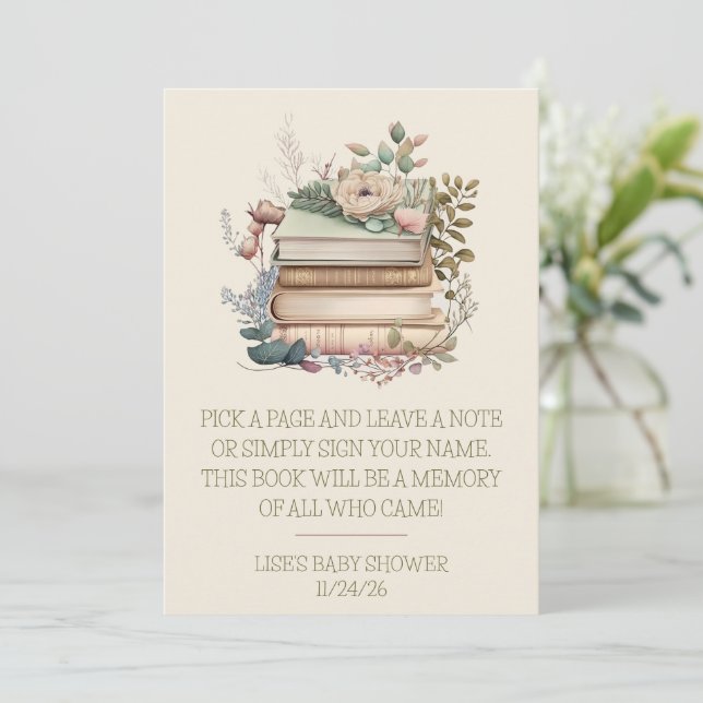 A New Chapter Begins, Baby Shower Guest Book Poem Invitation Zazzle