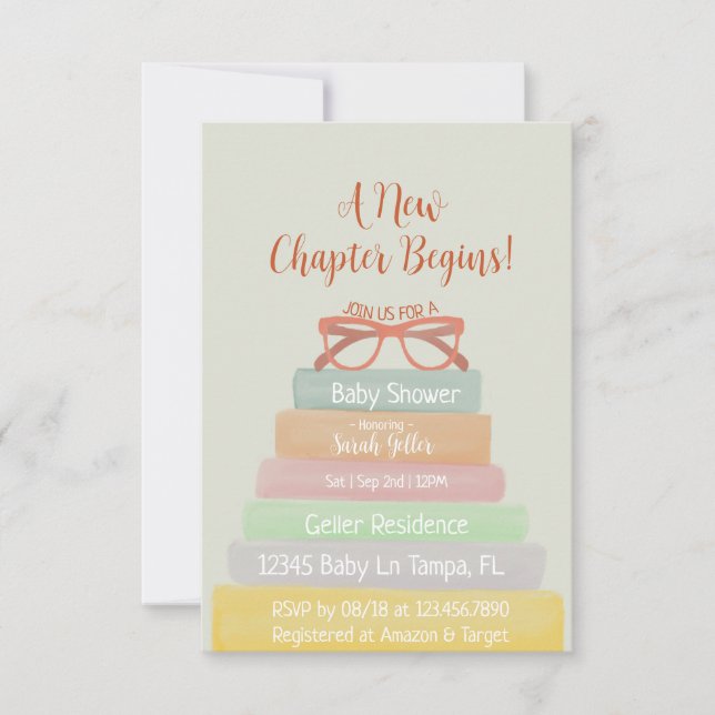 A New Chapter Begins Baby Shower Invite (Front)